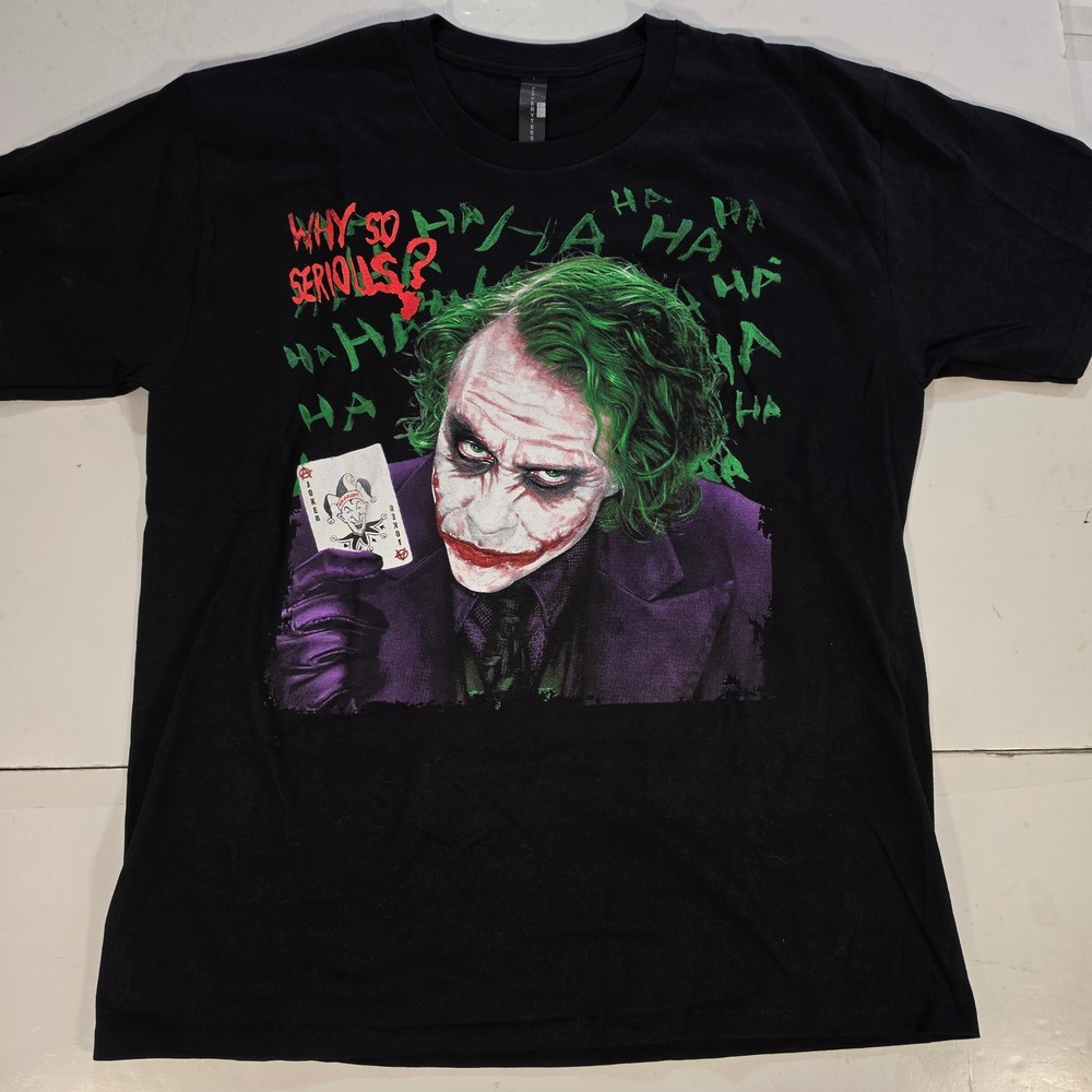Player Tees Joker Why So Serious Dark Knight Graphic T-Shirt Black Mens Large